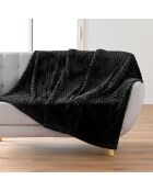 Plaid flanelle relief unie Mini Frosty noir - 125x150 cm