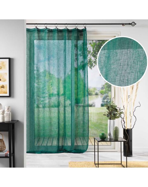Voilage à Anneaux (140 x 240 Cm) Linka Emeraude, Voile Tissé