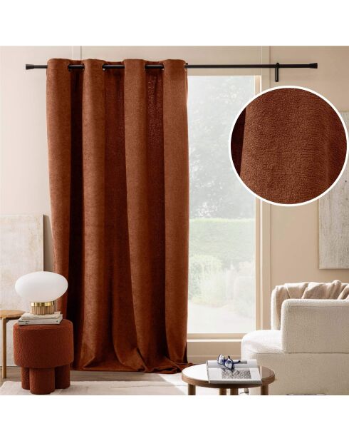 Rideau à Oeillets (140 x 260 cm) Winona Terracotta, Bouclette Unie