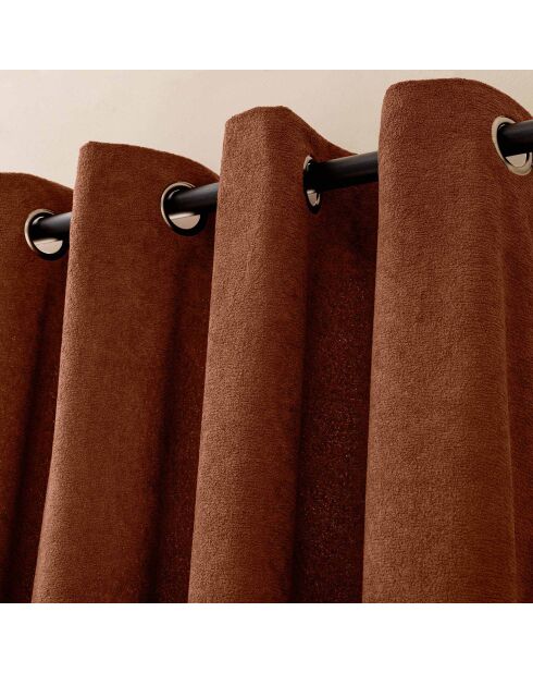 Rideau à Oeillets (140 x 260 cm) Winona Terracotta, Bouclette Unie