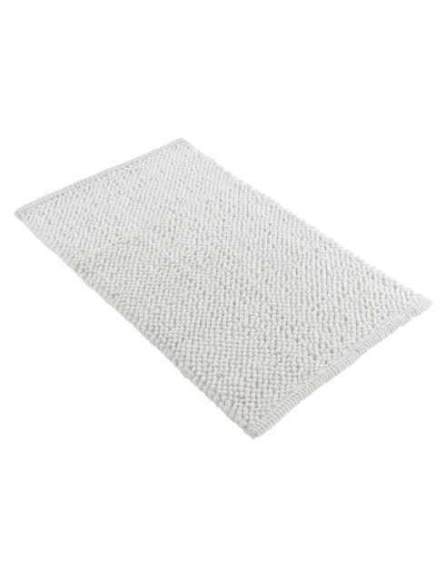 Yanis Weißer Badteppich (50 x 80 cm), Mikrofaser, Chenille-Garn