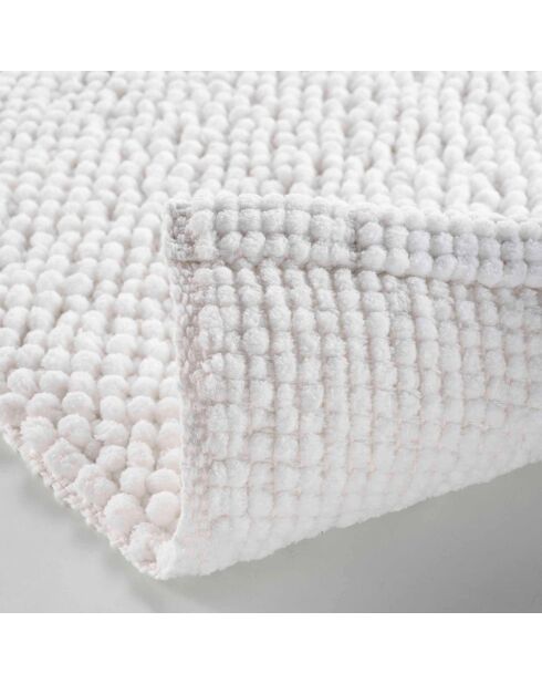 Yanis Weißer Badteppich (50 x 80 cm), Mikrofaser, Chenille-Garn