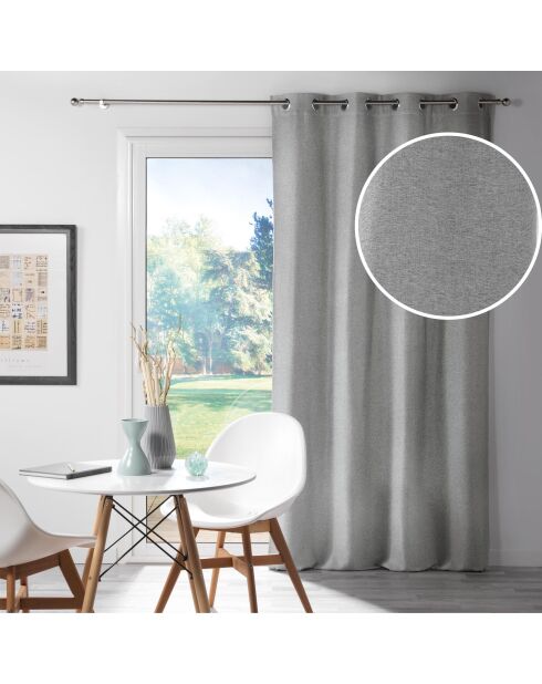 Rideau à Oeillets (135 x 240 cm) Chinea Gris, Occultant Chambray