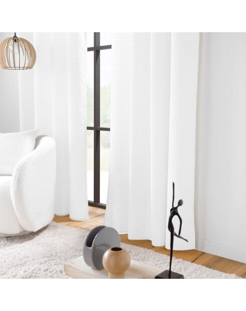 Rideau à Oeillets (140 x 260 cm) Swing Blanc, Flanelle Relief Unie