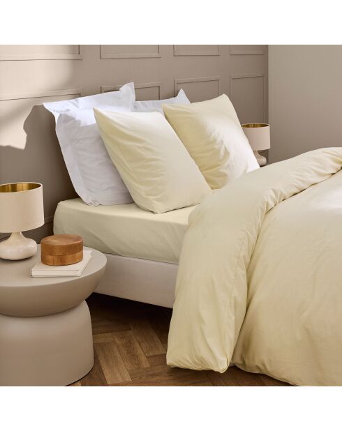 Drap Housse Linella Ivoire, 100% Coton Lavé