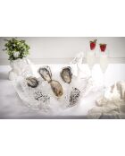 Grote kanten gordijnen in het midden