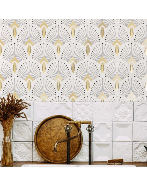 Papier Peint 1925 Beige Doré - 53x1000 cm