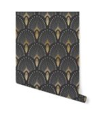 Papier Peint 1925 Gris foncé Anthracite Doré - 53x1000 cm