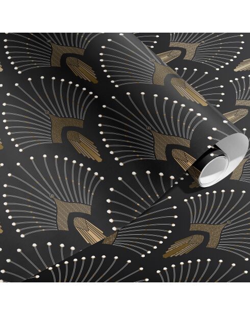 Papier Peint 1925 Gris foncé Anthracite Doré - 53x1000 cm