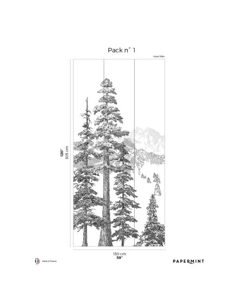 Fresque Montagne Hiver - 150x305 cm