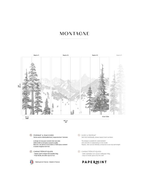 Fresque Montagne Hiver - 150x305 cm