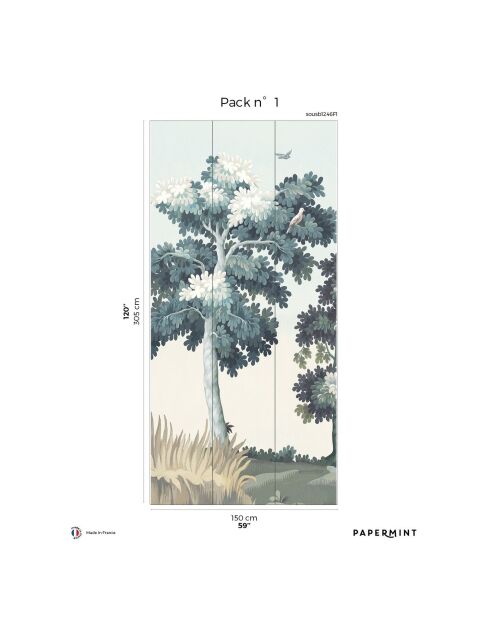 Fresque Sous Bois Lichen - 150x305 cm