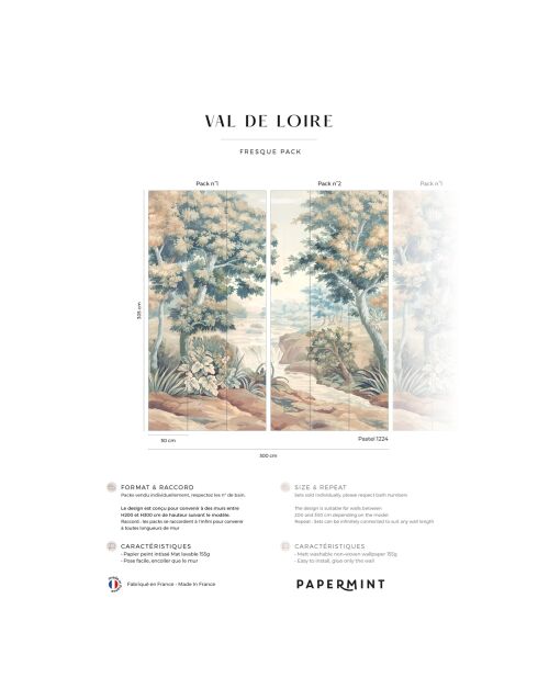 Fresque Val de Loire Pastel - 150x305 cm