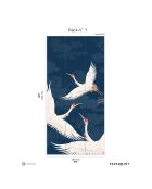 Fresque L'envol du héron Plume Ivoire Fond Bleu nuit - 150x305 cm