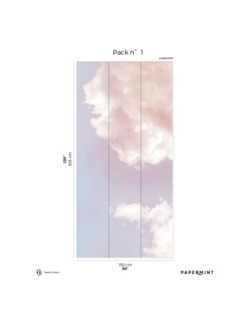 Fresque Ciel Sunset Pink - 150x305 cm