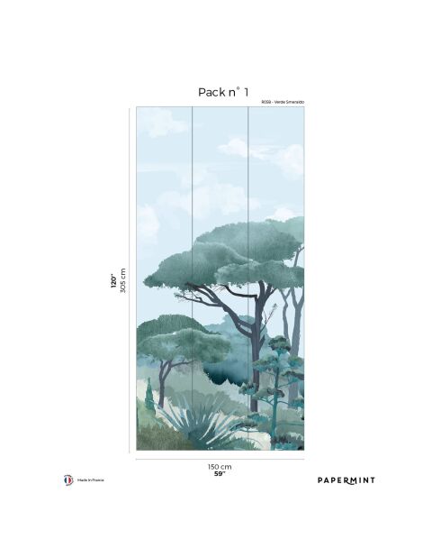 Fresque Riviera La Spiaggia Verde smeraldo - 150x305 cm