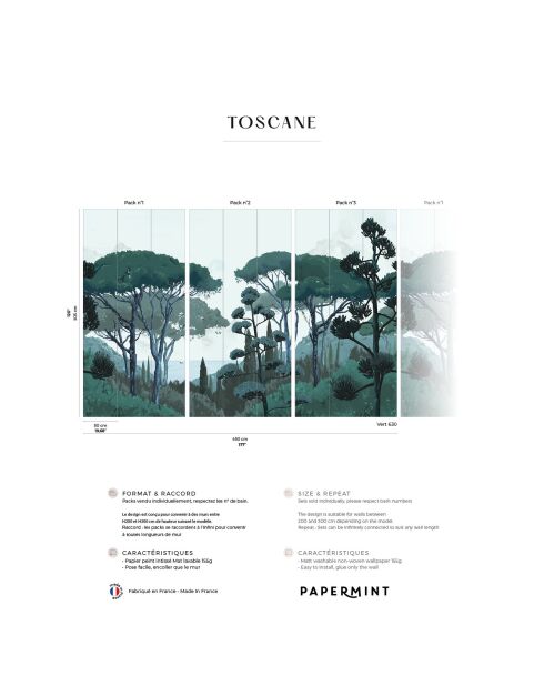 Fresque Toscane Vert - 150x305 cm