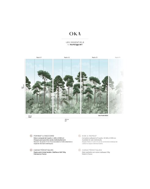 Fresque Oka Vert Forêt - 150x305 cm