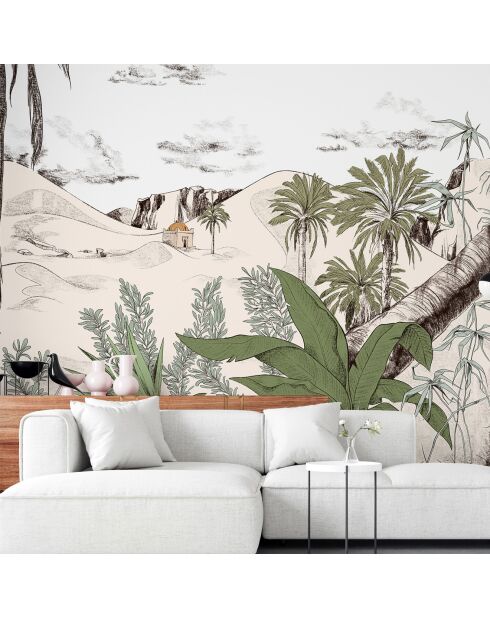 Fresque Dune Vert Palmier - 150x305 cm