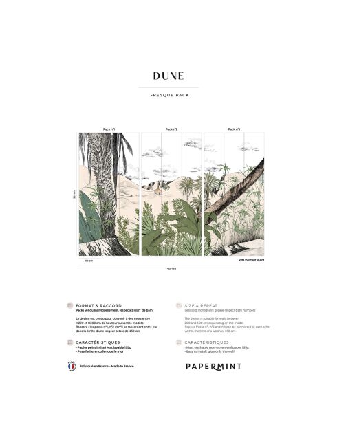 Fresque Dune Vert Palmier - 150x305 cm