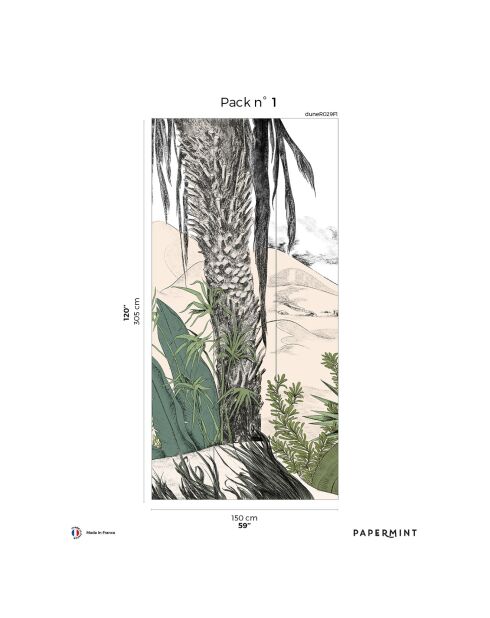 Fresque Dune Vert Palmier - 150x305 cm