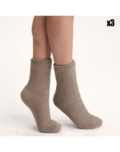 3 Paires de Chaussettes Cocoon Polaire marron