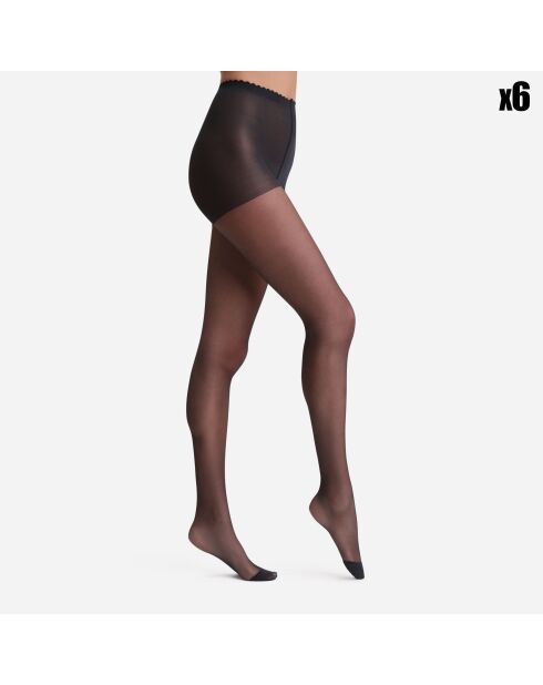 6 Collants Body Touch Transparent 17D noirs
