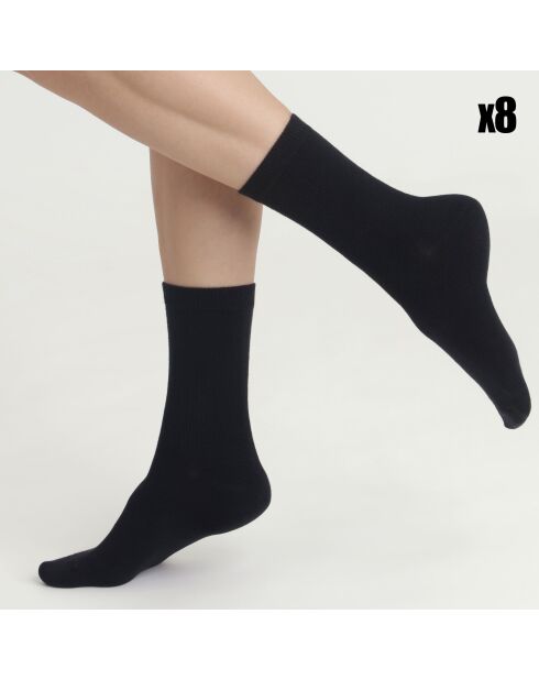 8 paires de chaussettes en polaire noires