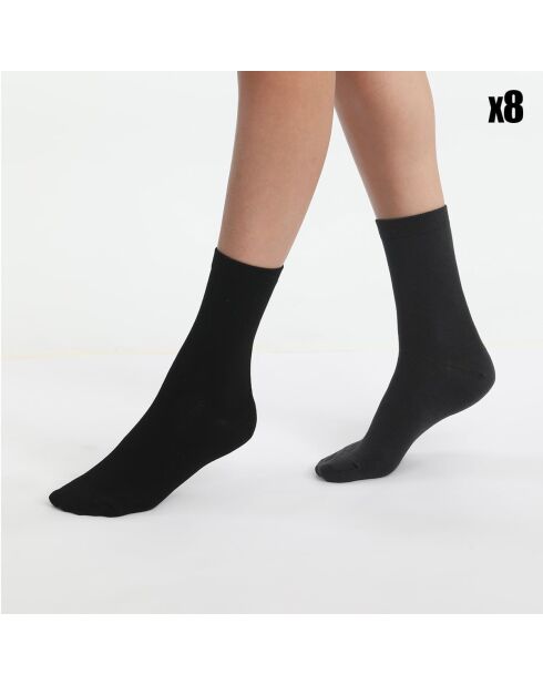 8 Paires de Chaussettes Bambou noires