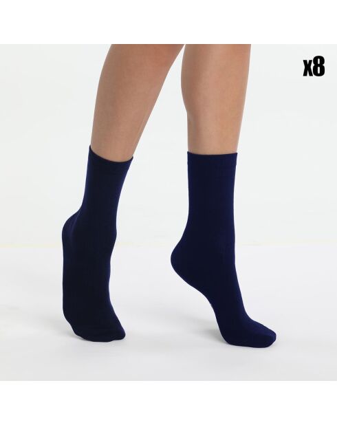 8 paires de chaussettes bleues