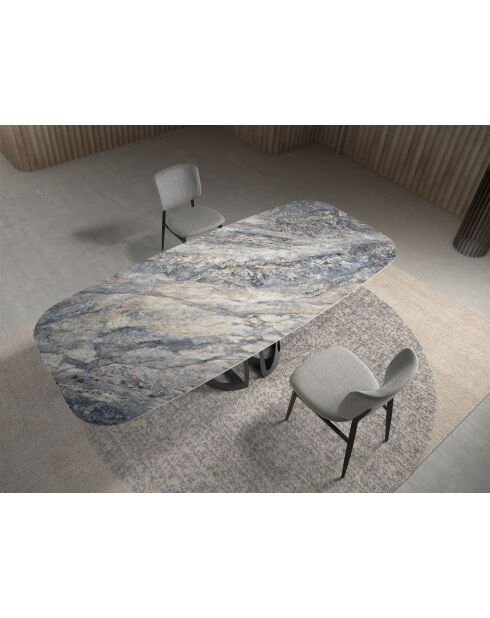 Table à Manger Bleu Noir - 238x110x110 cm