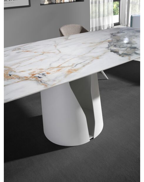 Ausziehbarer Tisch mit weißem Griff - 160x90x90 cm