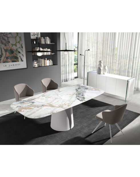 Ausziehbarer Tisch mit weißem Griff - 160x90x90 cm