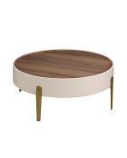 Mesita beige/nogal - 92x92x92 cm