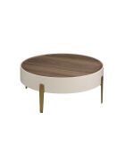 Mesita beige/nogal - 92x92x92 cm