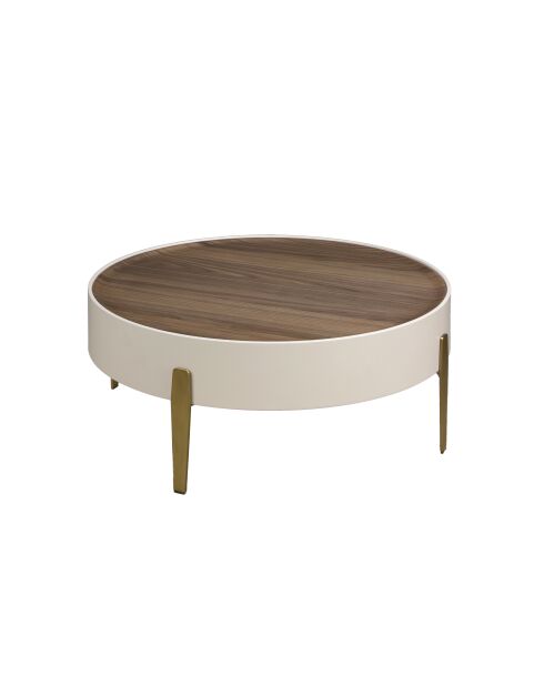 Mesita beige/nogal - 92x92x92 cm