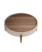 Mesita beige/nogal - 92x92x92 cm