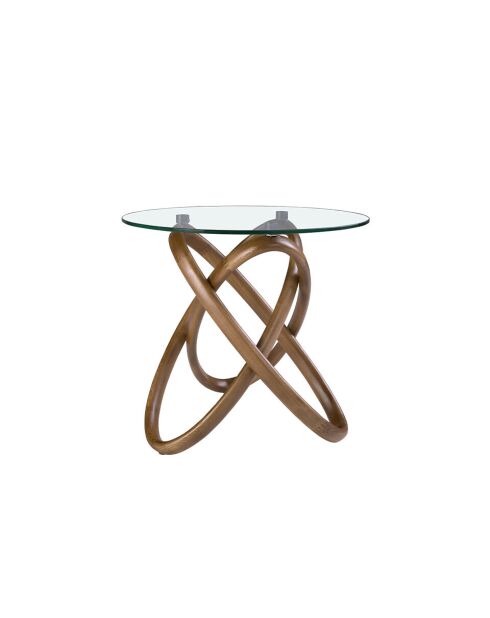 Table d'Angle En Verre Noyer - 55x55x55