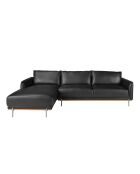 Sofá esquinero de piel Meridian negro - 295x160x160 cm