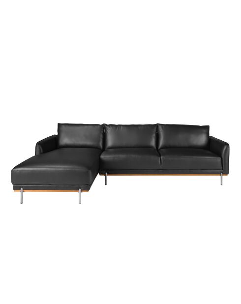 Sofá esquinero de piel Meridian negro - 295x160x160 cm