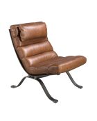 Fauteuil en Cuir Brun - 66x96x96 cm
