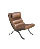 Fauteuil en Cuir Brun - 66x96x96 cm