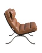 Fauteuil en Cuir Brun - 66x96x96 cm