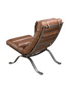 Fauteuil en Cuir Brun - 66x96x96 cm