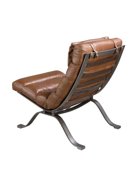 Fauteuil en Cuir Brun - 66x96x96 cm