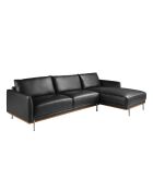 Sofá esquinero de piel Meridian negro - 295x160x160 cm