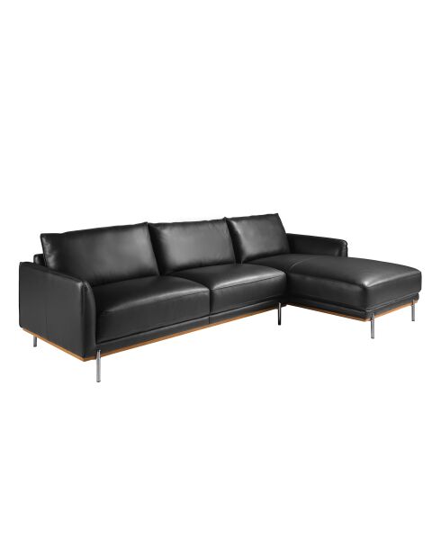 Sofá esquinero de piel Meridian negro - 295x160x160 cm