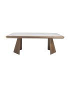 Eettafel wit/walnoot - 220x110x110 cm
