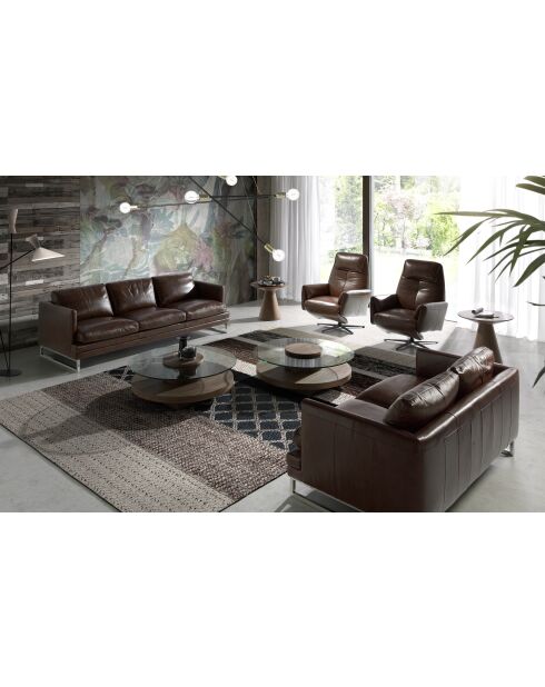 Mesa de centro de cristal de nogal - 100x100x100 cm