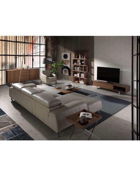 Canapé d'angle en Cuir Méridienne Gris - 316x176x176